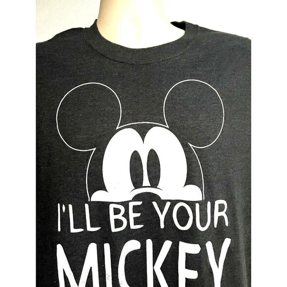 Disney Mickey Mouse Mens Charcoal Gray Graphic T-Shirt Large Cotton Spell Out - Picture 4 of 6